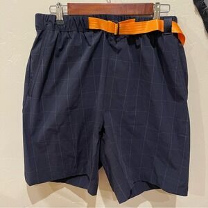 NIKE Sportswear Tech Pack Mens Medium Shorts Black White Orange Checkered BV4458